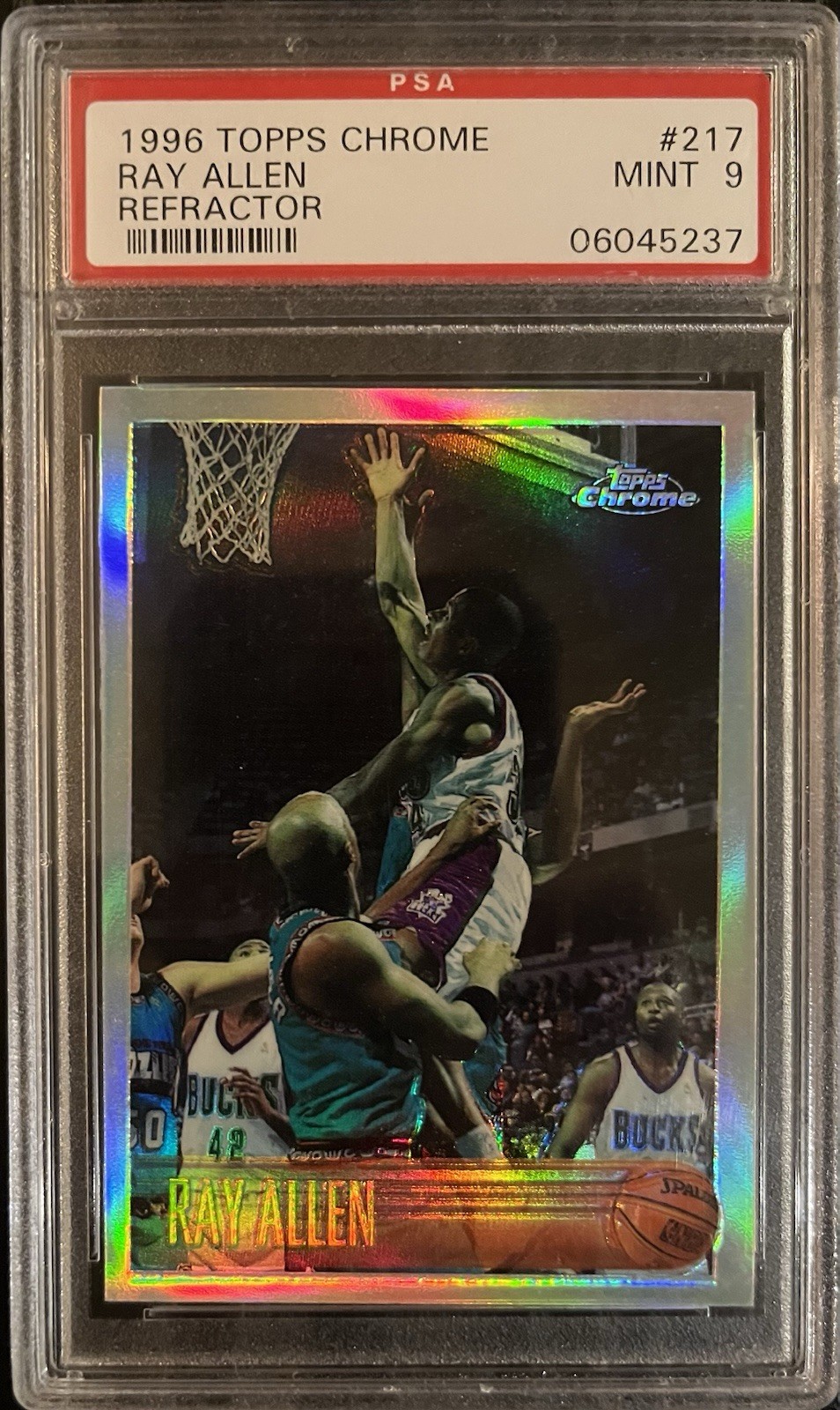 1996 Topps Chrome Refractor #217 Ray Allen Rookie RC HOF PSA 9 MINT Rare