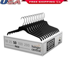 Heavy Duty Plastic Hangers Non Slip Swivel Hook Break Resistant Closet 50 Pack