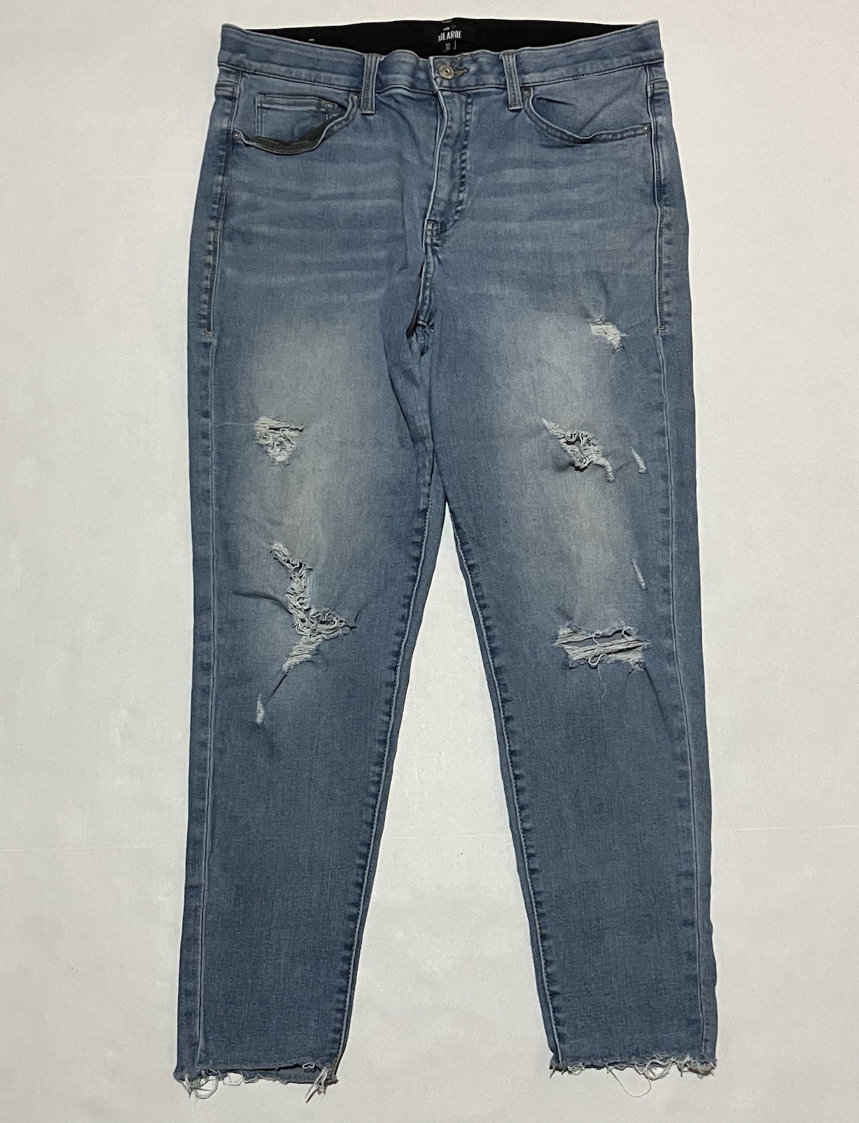Lularoe Magic Waist Stretch Skinny Jeans Womens Size 32 X 26 Blue Distressed