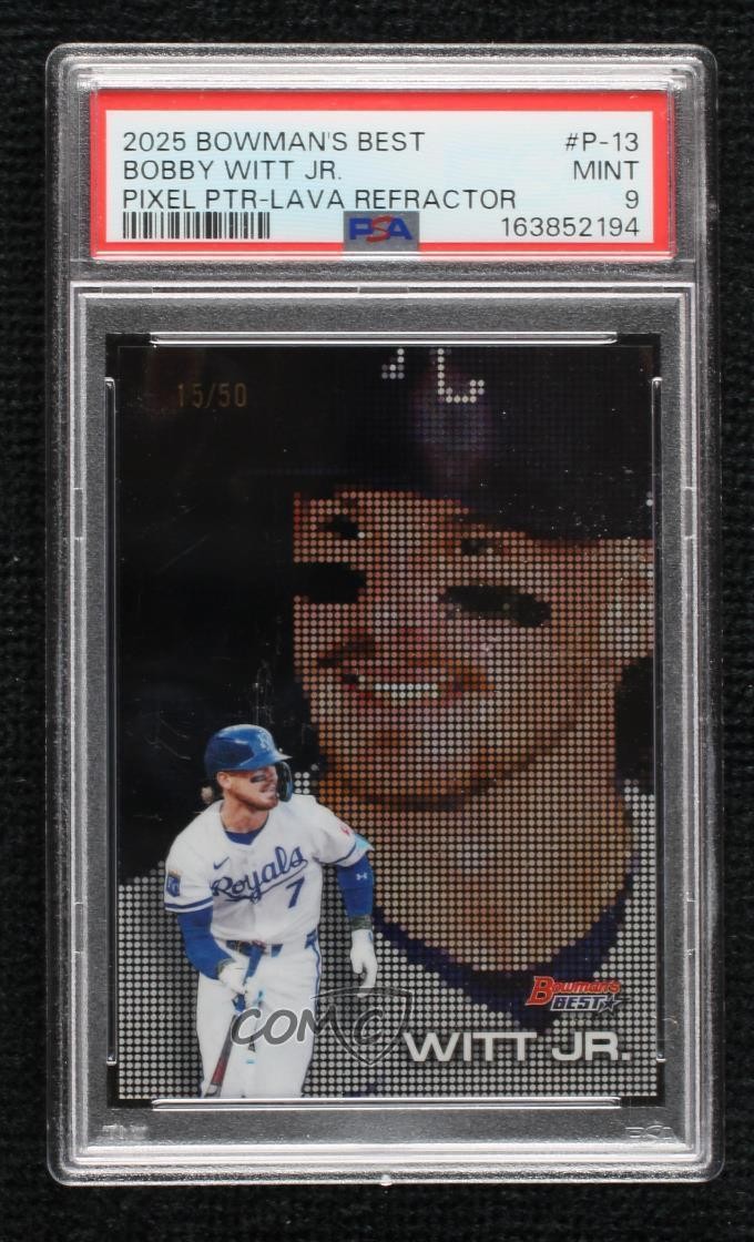 2025 Bowman's Best Pixel Portraits Lava Refractor 15/50 Bobby Witt Jr PSA 9 MINT