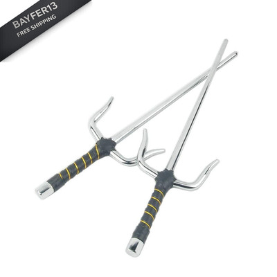 Superdo Octagon Metal Martial Arts Sai Multi Size（Black and 15'', Silver 