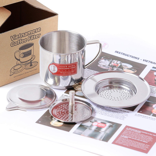 Vietnamese Coffee Filter Maker Press. Screw Down Phin Made in Vietnam. Authen...