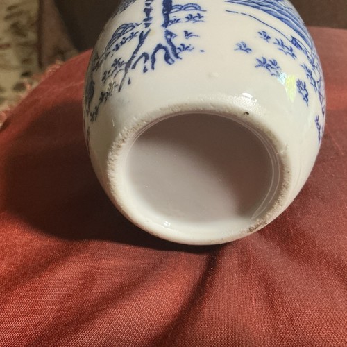 Vintage Japanese Ginger Jar Geishas Blue and White Porcelain Small 4 in - Picture 4 of 5