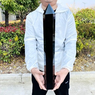 5.34LB Natural obsidian crystal obelisk, quartz crystal energy column