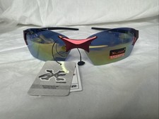 X-LOOP Men  s Sunglasses Red Frames  Gold Mirror Lens Semi-Rimless NEW