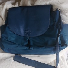 Tory Burch Blue Shoulder Bag Gold Hardware Logo Accent Inner Pockets, DIAPER BAG