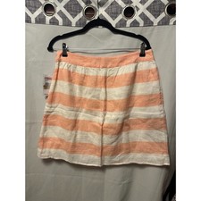 NWT Vineyard Vines 100 Linen Skirt Size 10 White Stripe Zip Side Lined
