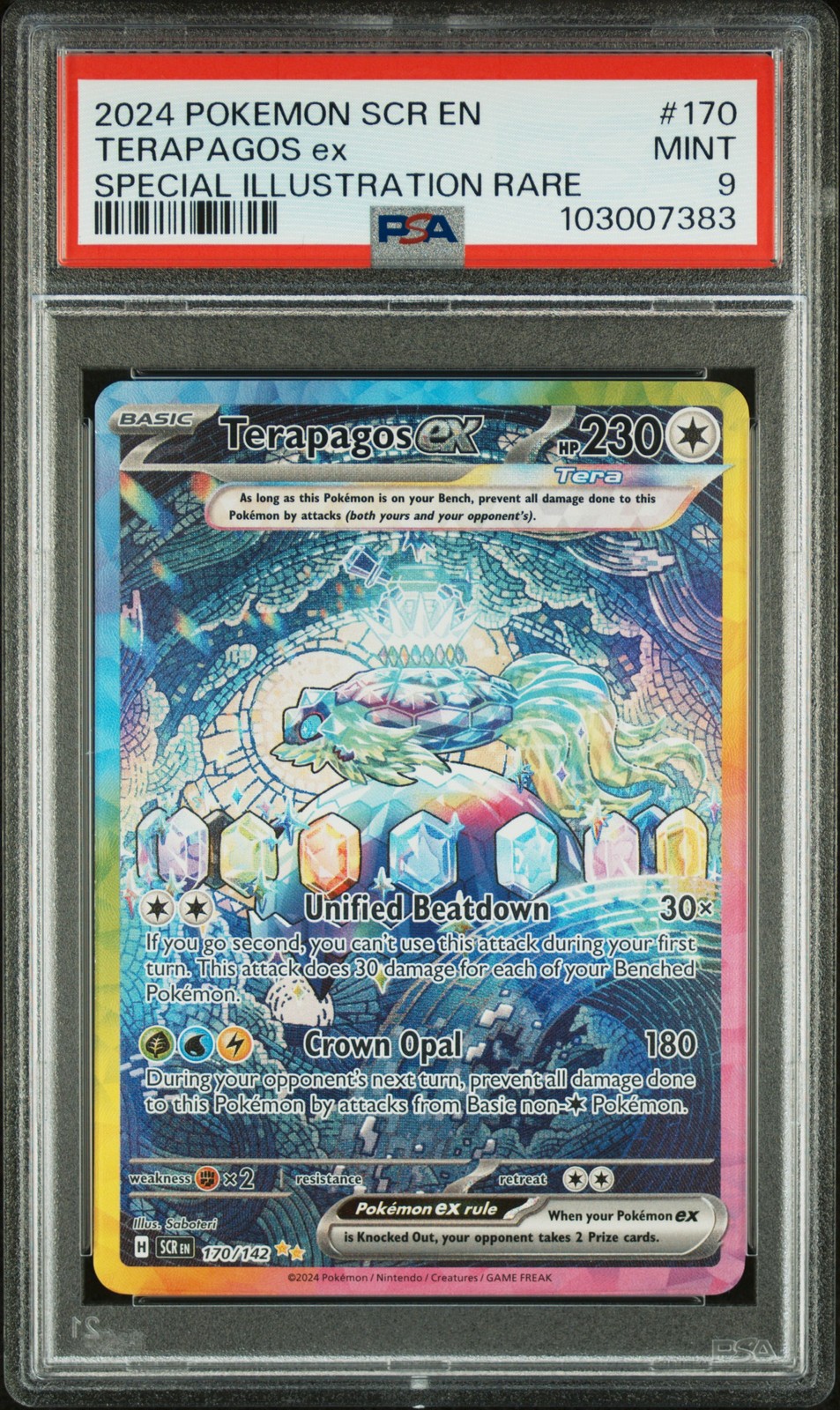 2024 POKEMON SCR EN-STELLAR CROWN SPECIAL ILLUSTRATION RARE TERAPAGOS EX PSA 9