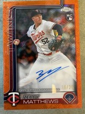 2025 Topps Chrome Logofractor - Zebby Matthews Auto Orange Refractor /25 (RC)