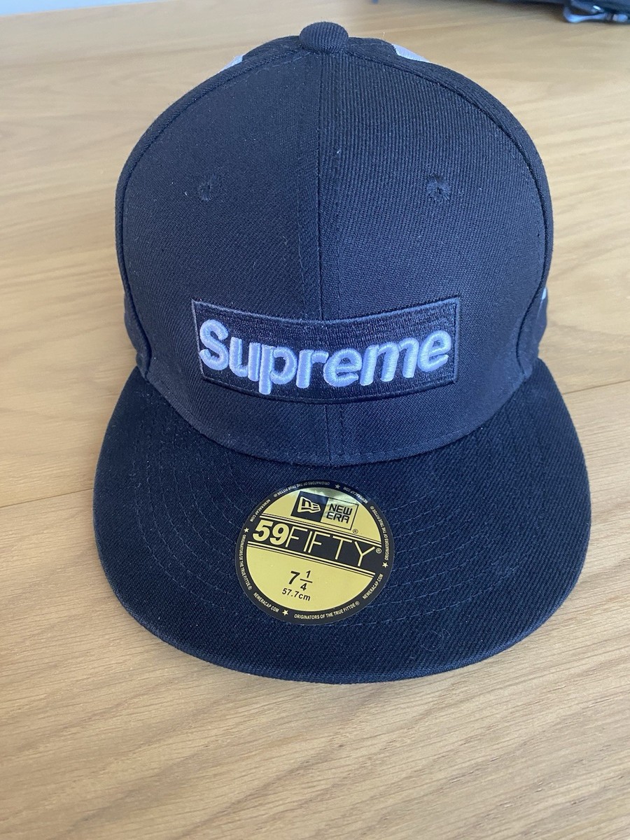 New Era Supreme NY Yankees Box Logo Black Fitted Cap Hat Size 7 1
