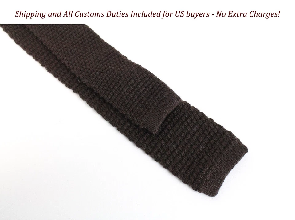 Corbata para hombre SUITSUPPLY ~150x6 cm marrón oscuro tejida lana estilo clásico de extremo cuadrado Foto 3 de 4