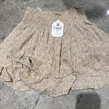 Altar  d State NWT Tan Skirt With Floral Print. Large Elastic Waist