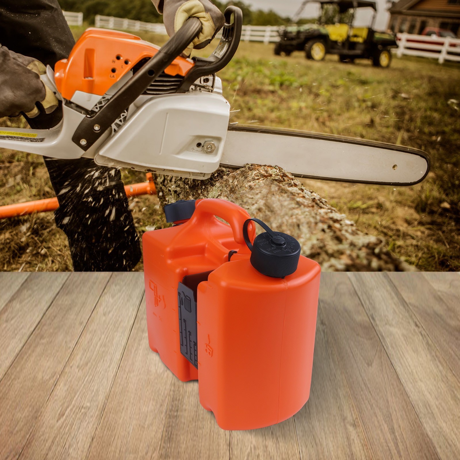 5L Dual Compartment Combi Can for Fuel and Chain Oil with Tool Holders