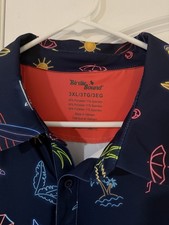 Birdie Bound Men's 3XL Short Sleeve Polo Shirt Navy Multicolor Beach Tropical