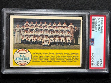 1958 Topps Kansas City Athletics A's Team Checklist #174 PSA 7 NM Lou Boudreau
