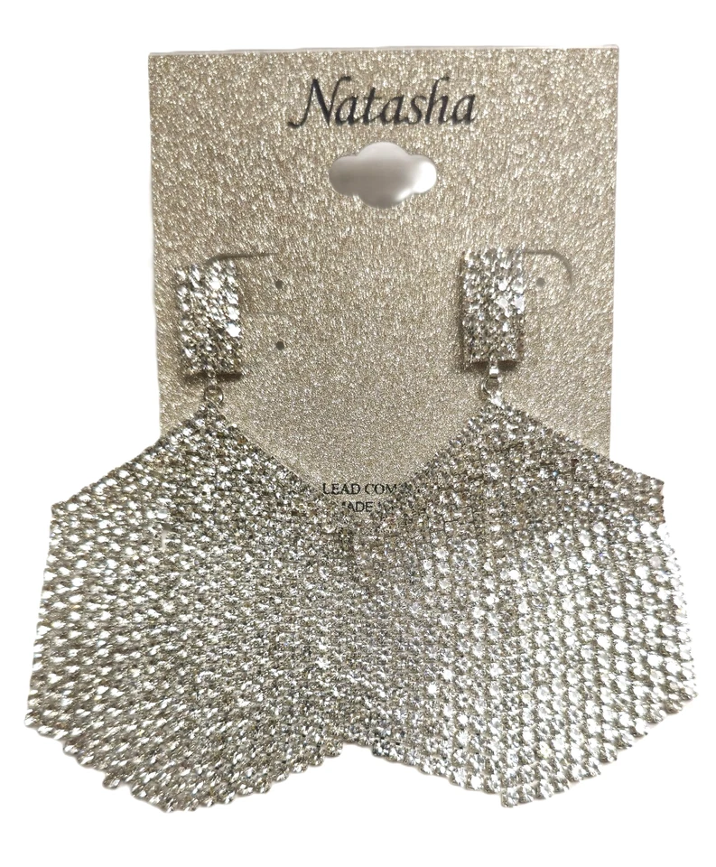 Nuove Orecchini Pendenti A Goccia In Cristallo Trasparente Natasha - Immagine 2 di 2