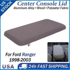 For Ford Ranger 1998-03 Center Console Lid Armrest Cover Aluminum Wood Polyester