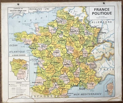 🌍 Ancienne carte Vidal-Lablache 301, 1950, T1 - France, départements, fleuves - Photo 1/4