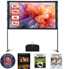Projector Screen With Stand, 80 Inch 160  Wide Angle Indoor Outdoor Projection