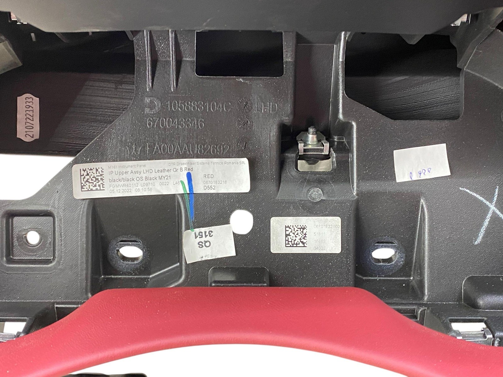 2017-2024 MASERATI LEVANTE OEM DASHBOARD PANEL w/A/BAG SRS HVAC AC CONTROL PANEL