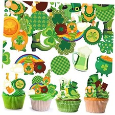 300 Pieces St. Patricks Day Cake Decorations Wafer Paper Cupcakes Topper St.