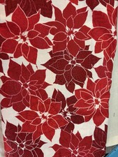 Red White Glitter Poinsettia cotton fabric Christmas Choice of size