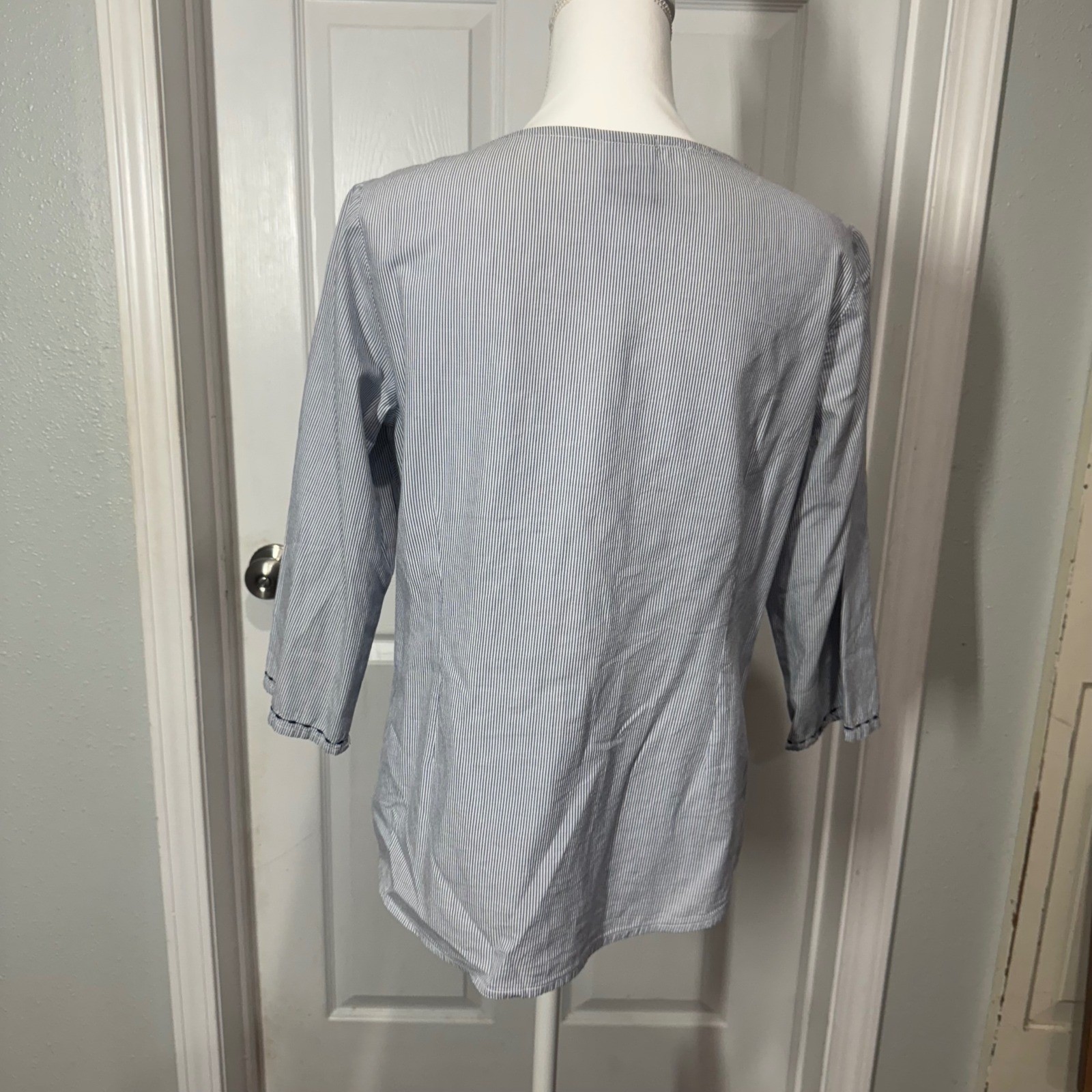 Basic Editions Women's Striped Button Up Blouse |… - image 7