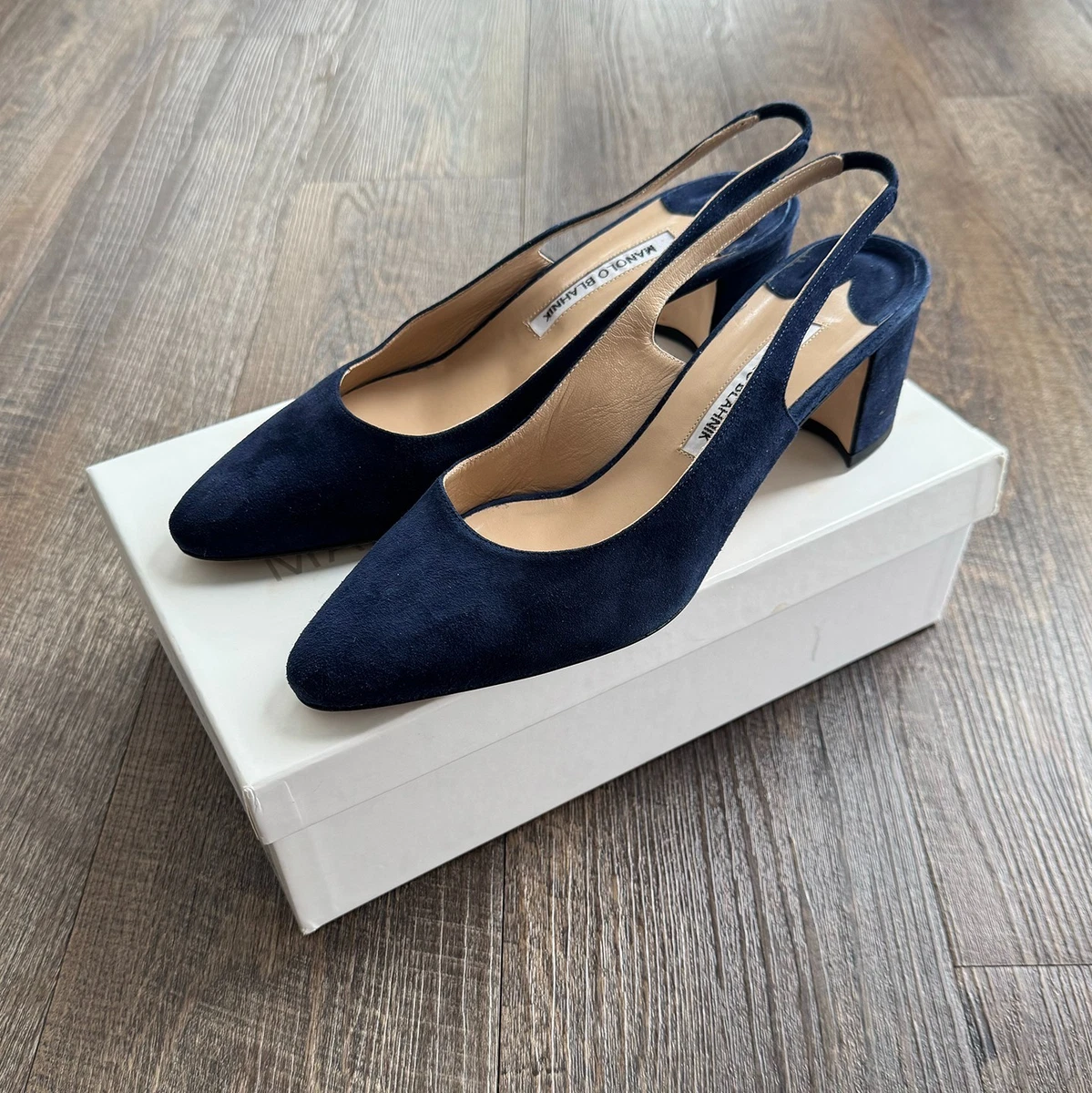 Escarpins Femme Manolo Blahnik - Taille 38, Talon Haut Fin, Cuir Bicolore