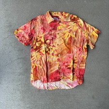 Jams World Mens Shirt Multicolor Sunset Artsy Hawaiian Dripping Floral Size L