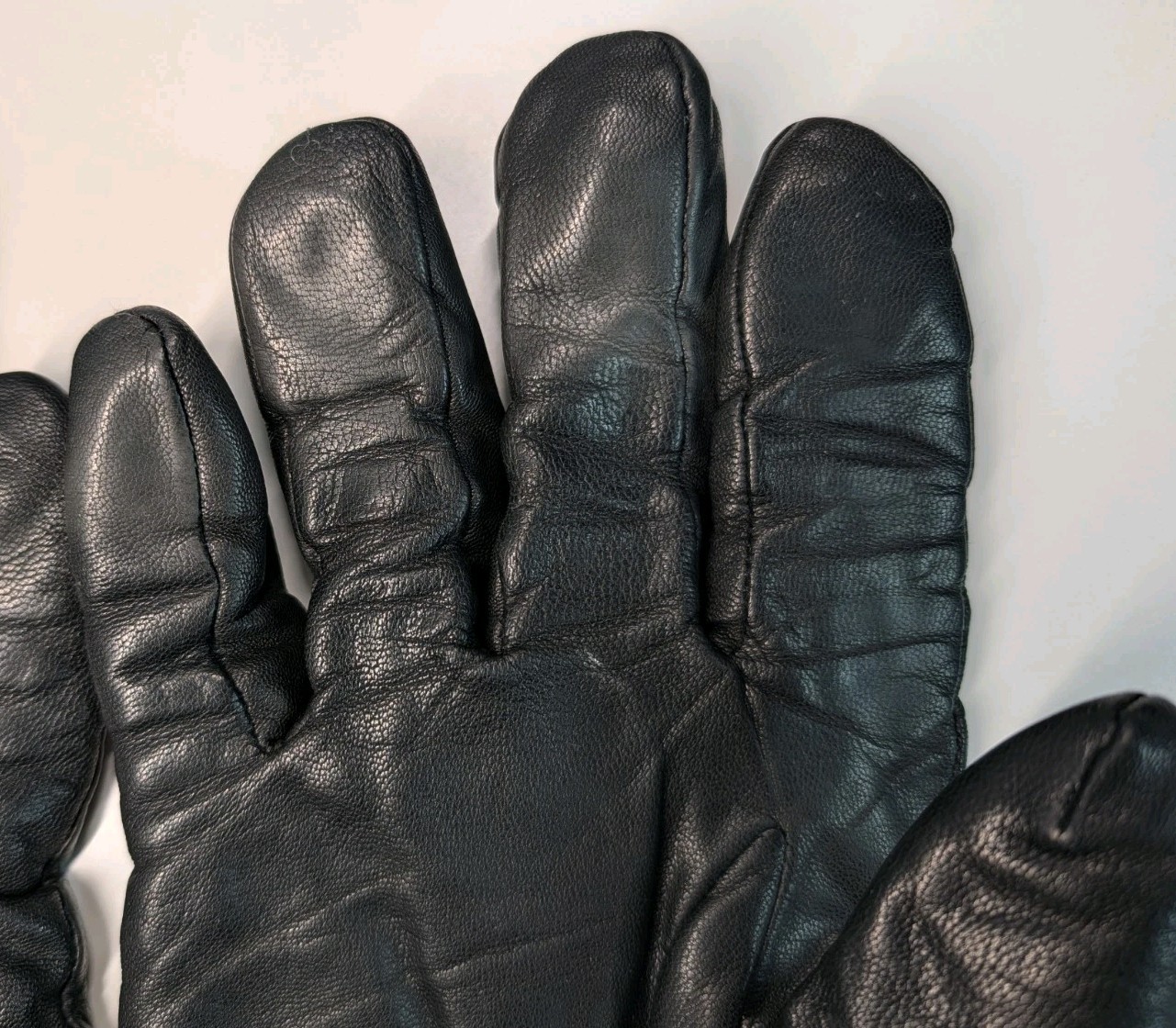 Calvin Klein Mens Black Leather Gloves Size Large Knit Lined Winter Lux Rare EUC thumbnail 9