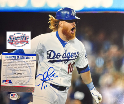 Justin Turner Signed 8x10 Los Angeles Dodgers Photo PSA AK20957