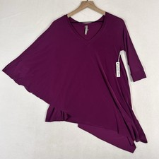 Last Tango Women’s Asymmetric One Sleeve Draped Top Purple Flowy USA Made New