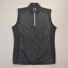 Adidas Golf Vest Mens Medium Black Quarter Zip Sleeveless Performance Pullover