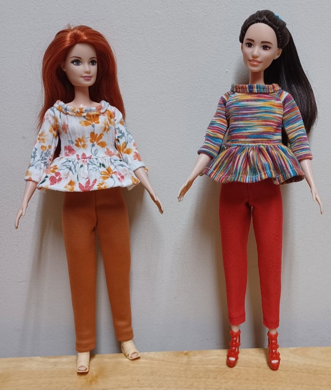 Barbie 11 1/2" Doll Clothing Flower Top, Multicolor Top, Sienna & Lt Red pants