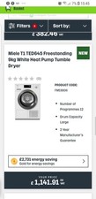 Miele TCB140WP Freestanding Condenser Heat Pump Tumble Dryer