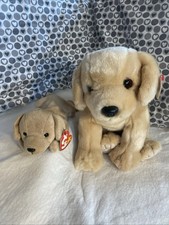 Ty Beanie Buddy Fetch The Golden Retriever Dog & Beanie Baby Set W/Tags 1998-99
