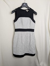 Banana Republic ladies size 6 black mix sleeveless midi lined dress zip
