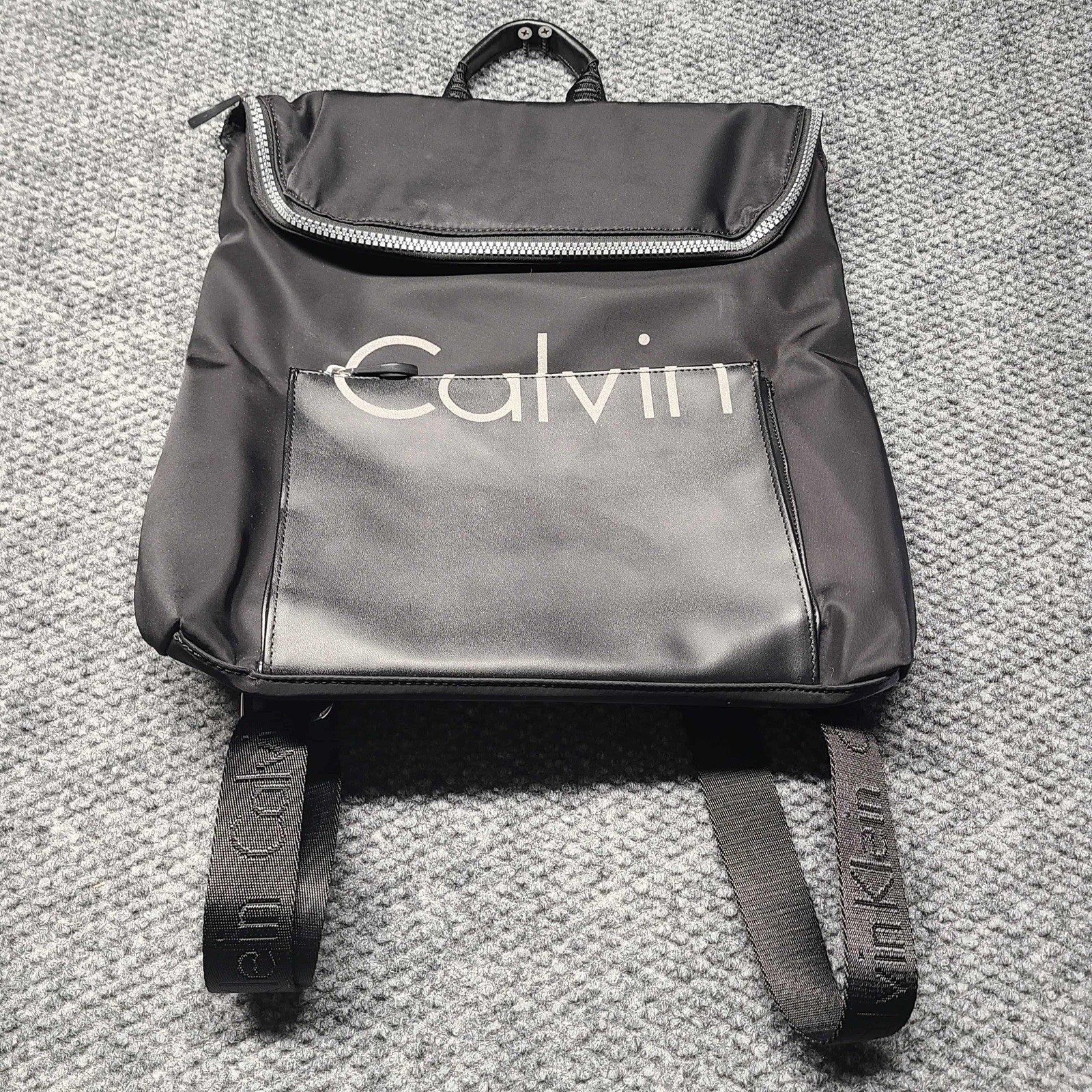 Calvin Klein Black Logo Print Backpack  Unisex Travel School Bag Designer