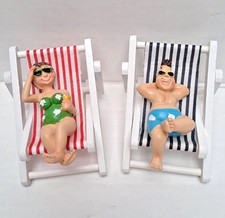 HobbyFun Urlauber auf Liegestuhl, Maritim - Deko, Geschenk, Figur, Mann+Frau
