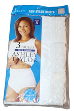 NOS Ashley Taylor Nylon Briefs Comfort Fit Granny Panties 100 Nylon Size 8
