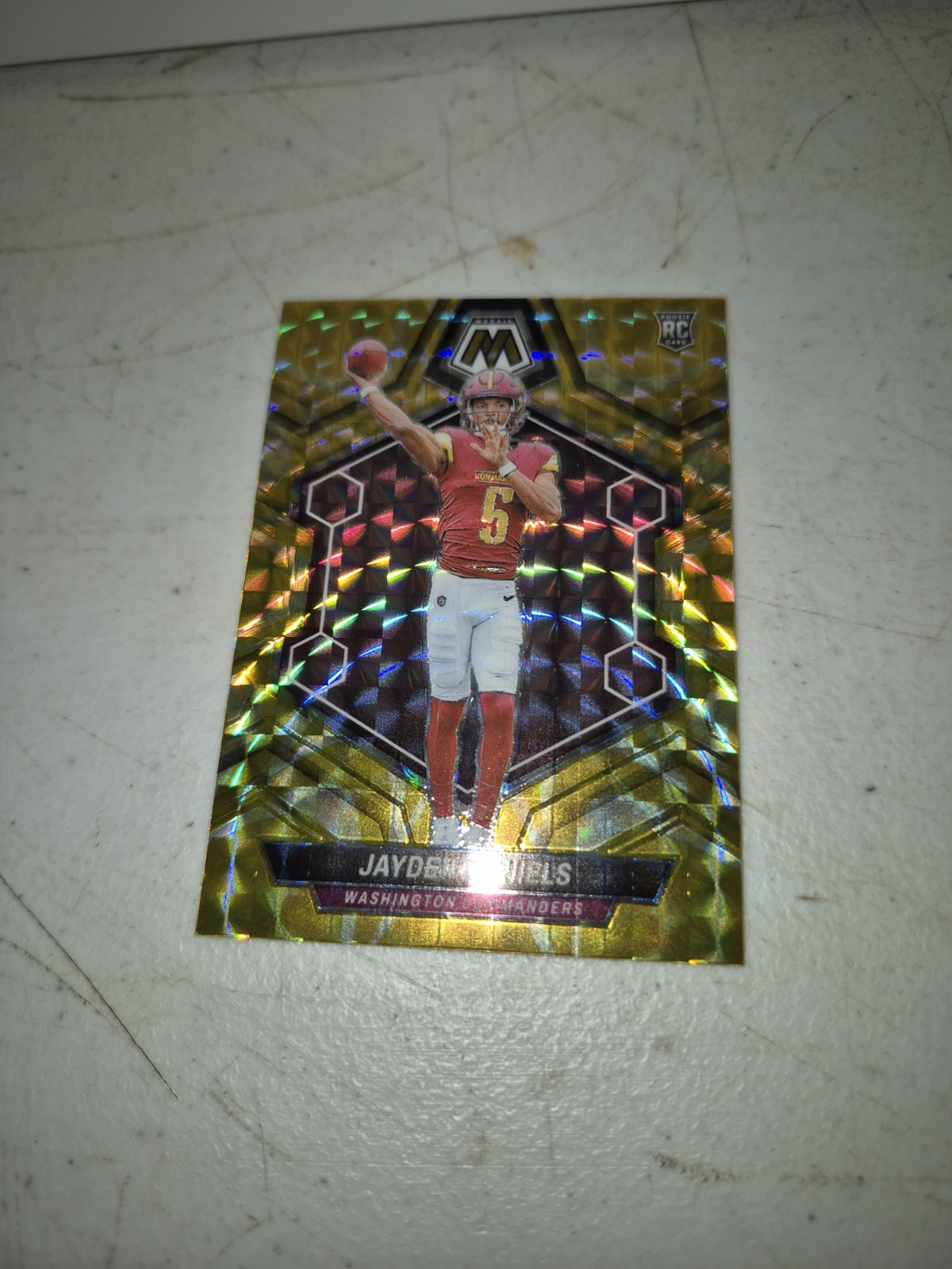 2024 Panini Mosaic: Jayden Daniels, Reactive Yellow Rookie Card (RC) - No. 302