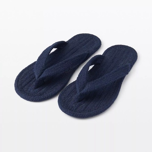 MUJI Cotton Slippers by MUJI Japanese Indoor Thongs adult unisex sandals navy XL - Picture 6 of 7