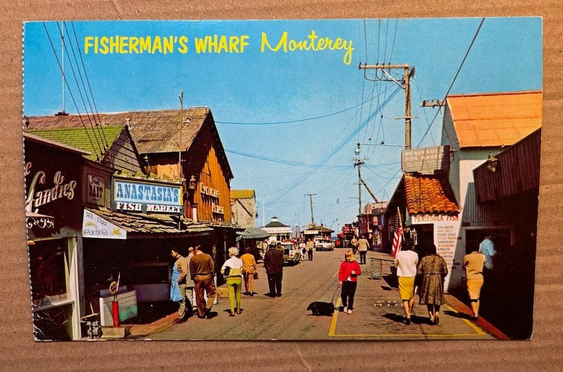 Vintage Postcard Fisherman's Wharf Monterey California Unposted VG Condition
