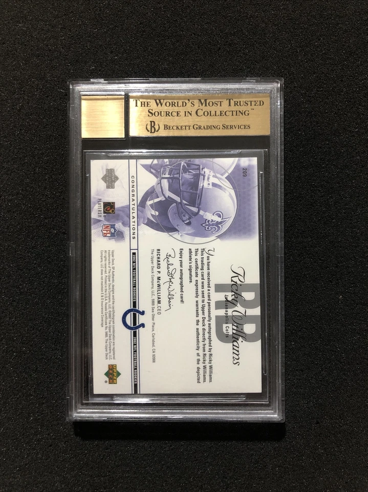 2002 Upper Deck SP Authentic RICKY WILLIAMS #209 BGS 9.5 💎 RC AUTO 0863/1150 - Image 2 of 2