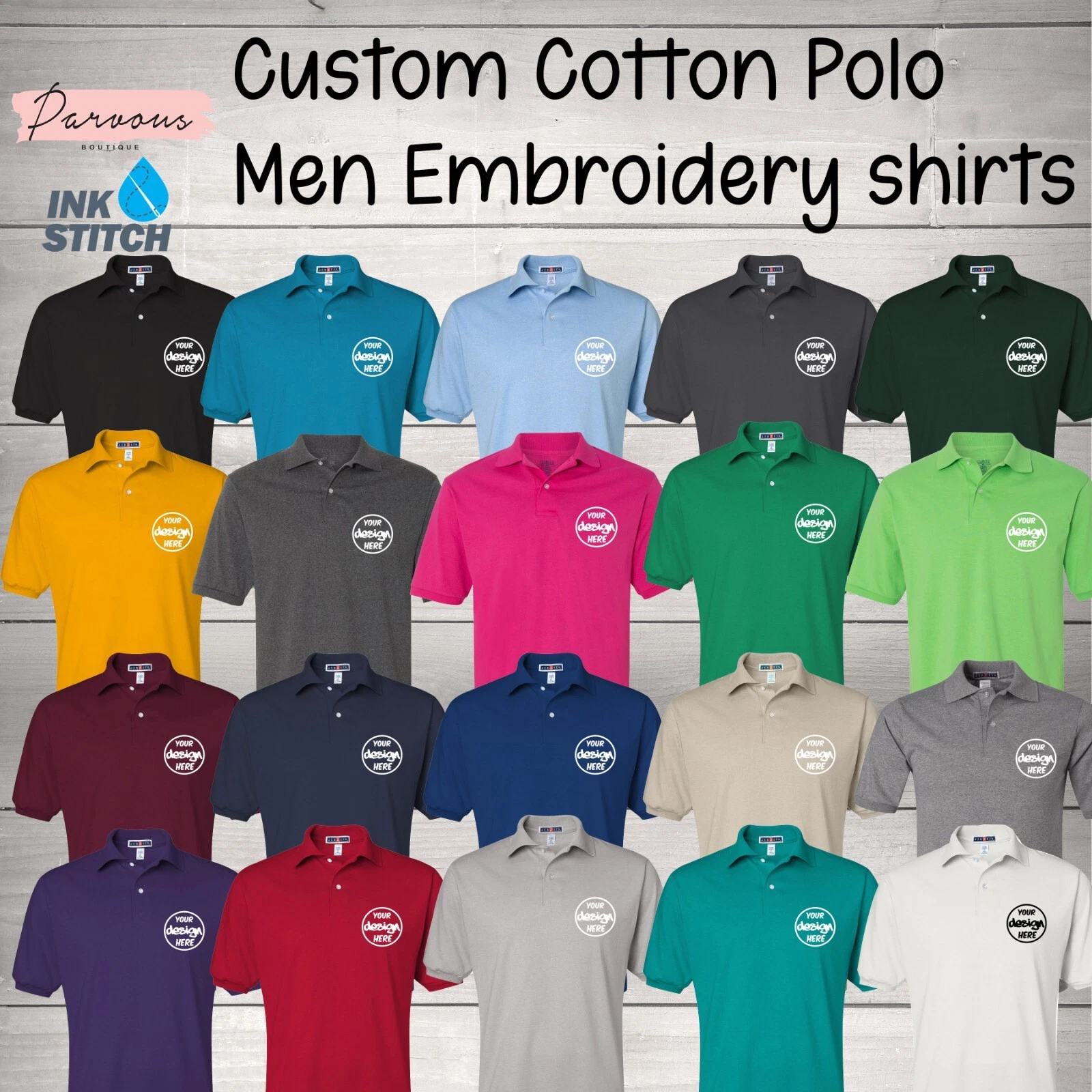 437R Design Your Own Custom Logo Texts Stitching Men Jersey Polo Shirts