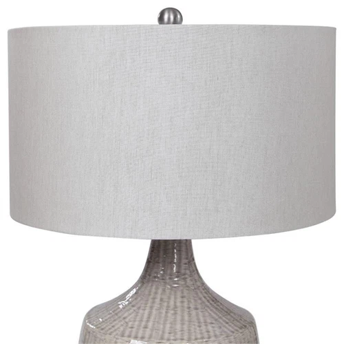 Uttermost Felipe Farmhouse Ceramic and Fabric Table Lamp in Light Gray - Picture 4 of 11