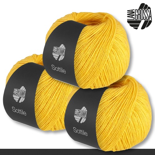 Lana Grossa 3 x 50 g Sottile Netzgarn Baumwolle Merino Wolle Stricken 18 Farben - Bild 6 von 37