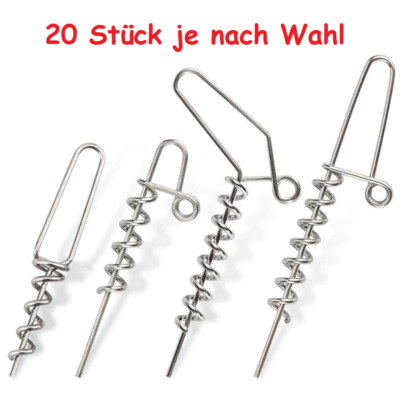20 Stück Srew Shallow Rig Shad Gummifisch Spirale Set Edelstahl Schraub System