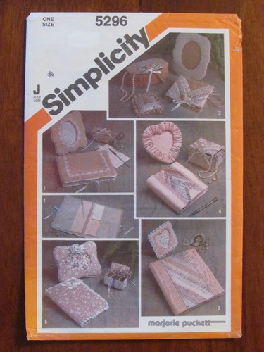 SIMPLICITY PATTERN - 5296 CRAFT DESK JEWELLERY BOX FRAMES BOOK COVER PIN CUSHION - Picture 1 of 2