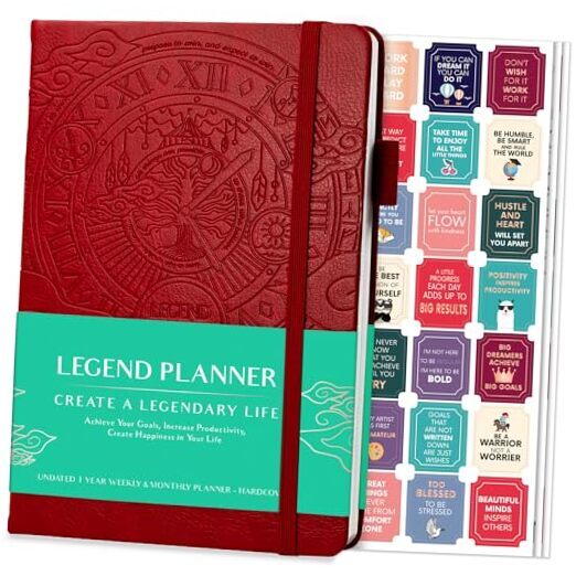 – Weekly & Monthly Life Planner to Hit Your A5 (5.5'' x 8.3'') Red (Undated)